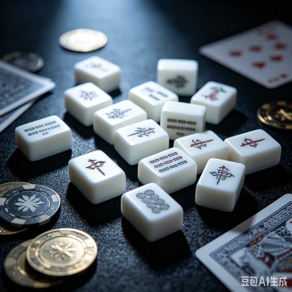mahjong set with dice and chips
